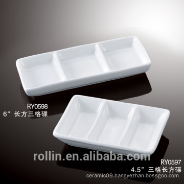 Chaozhou white cheap ceramic 3 in 1 sauce dish